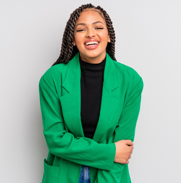 Beautiful smiling woman with braids